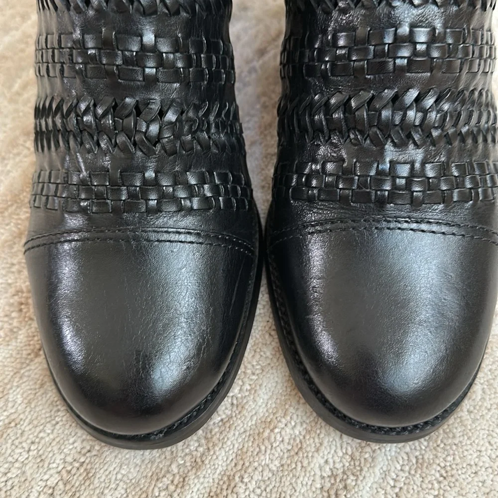 Like New: Brighton Woven Galore Boots Black Asmara Leather Ankle Boots Size 7